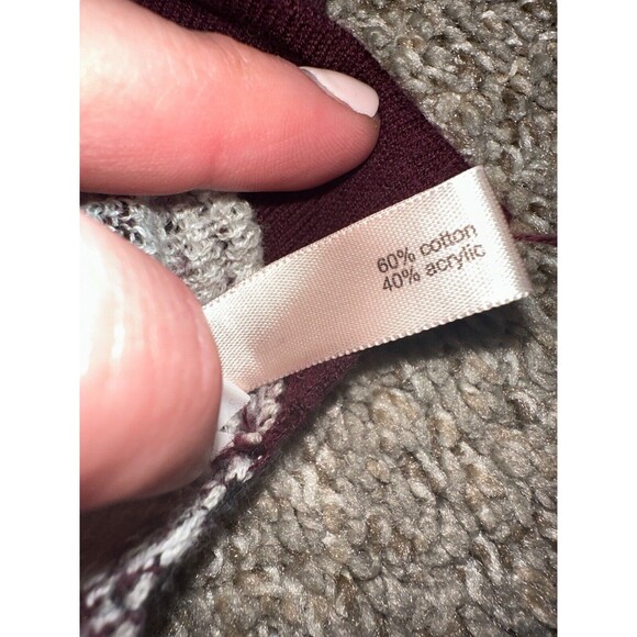 The Limited Maroon Boatneck Pullover Plaid Womens Small Knit Sweater - Picture 9 of 10